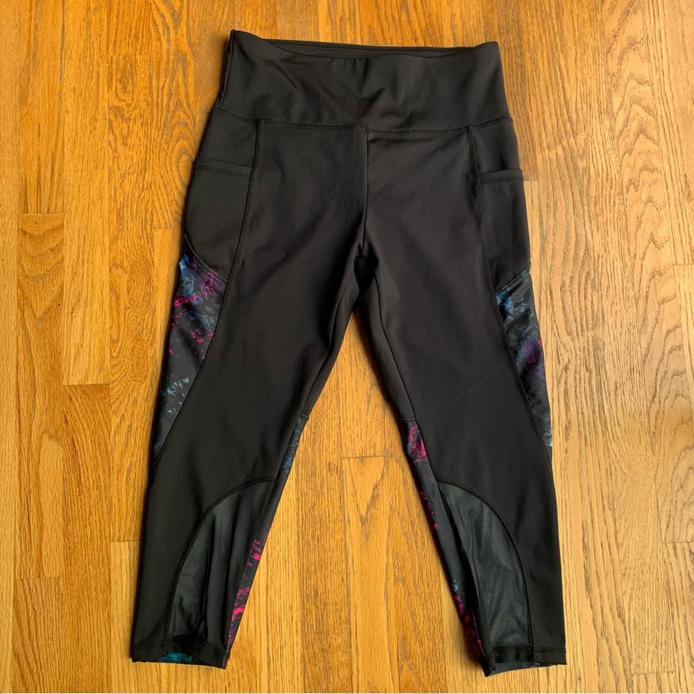 Marika mesh crystal Dye Yoga Capris mckenna black purple pink - Picture 4 of 10